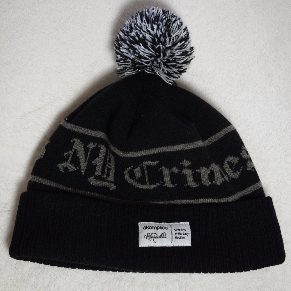 Vintage Beanie Winter Hat Akomplice 50 years of lazy hustler